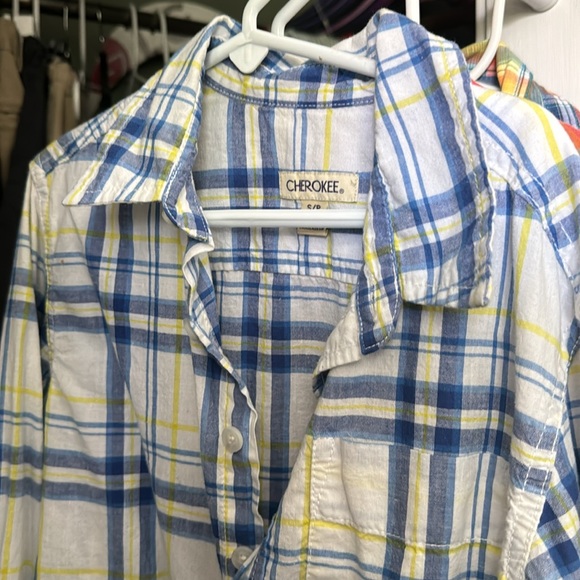 Four Fun colorful plaid button down shirts. - Picture 2 of 9